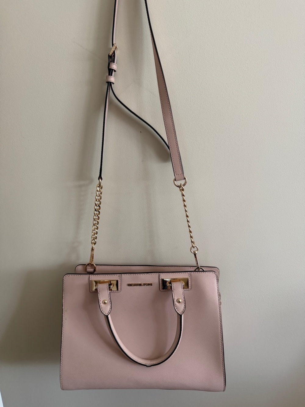 Michael Kors Blush Pink Leather Satchel with Gold Hardware